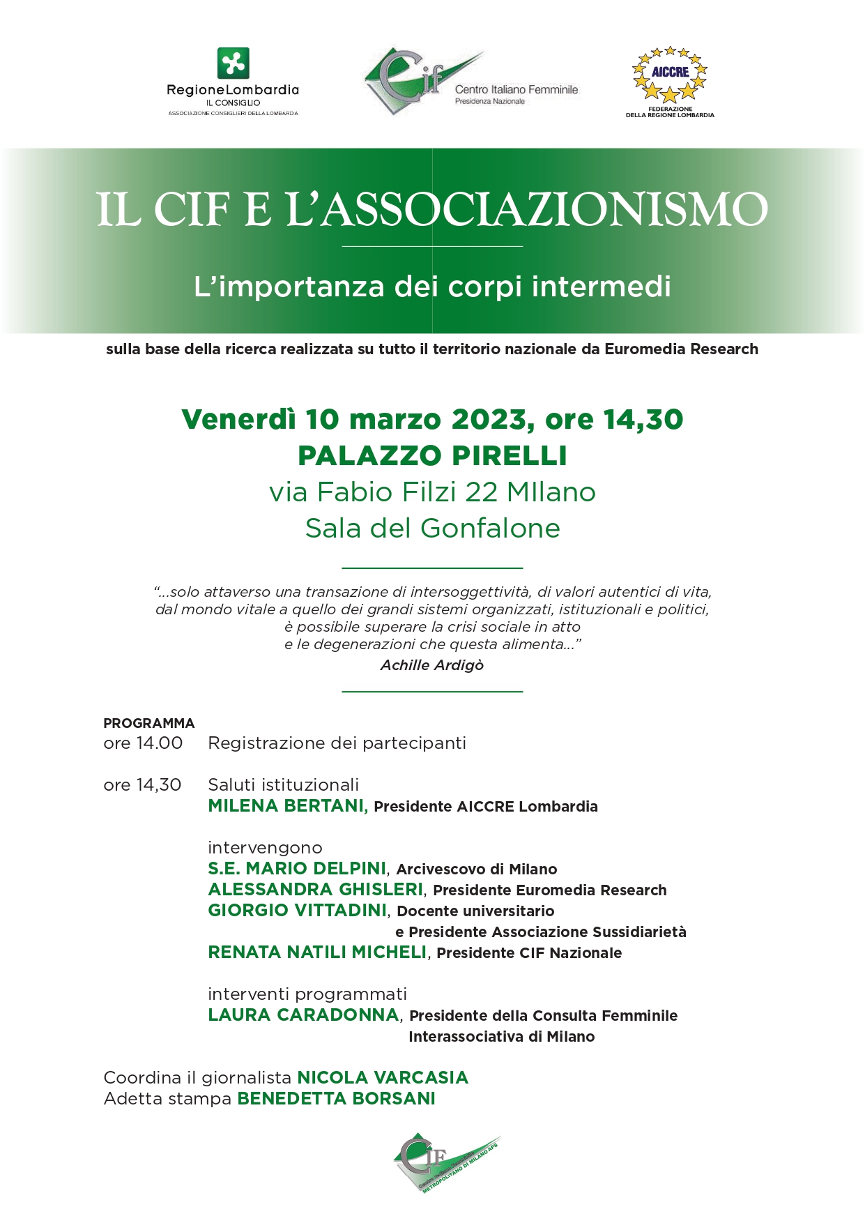 Il Cif e l'associazionismo. L'importanza dei corpi intermedi